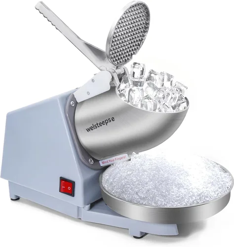 Máquina de hielo afeitado, máquina de afeitar eléctrica de hielo con cuchillas de acero inoxidable, potente máquina de cono de nieve para cocina
