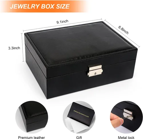 Miniatura 3 de Songaa Organizador de joyas de piel sintética, estuche para joyería para aretes, pulsera, collar y anillos de almacenamiento, caja de almacenamiento