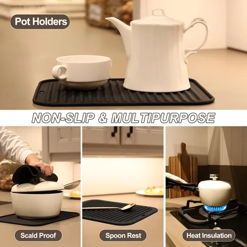 Miniatura 4 de Joyhalo Paquete de 4 salvamanteles de silicona para ollas y sartenes calientes, salvamanteles resistentes al calor de 480 ℉ para platos calientes