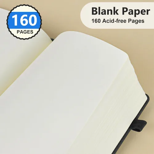 Miniatura 4 de PERCUN Diario en blanco para hombres y mujeres, 160 páginas en blanco para escribir, dibujar, cuaderno de bocetos, cuaderno de bocetos de cuero