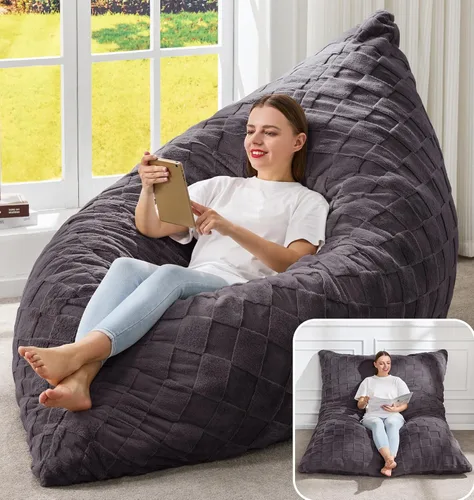Miniatura 32 de Hobestluk Silla Puf 3 en 1, Sillas Puf Gigantes para Adultos con Cubierta de Burbujas, Cojín de Suelo Convertible con Cubierta Lavable a Máquina