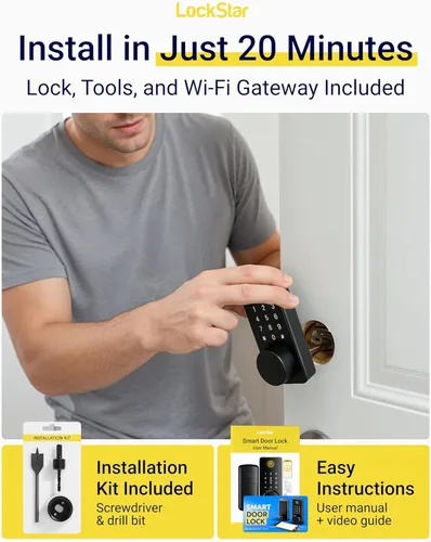 Miniatura 6 de LOCKSTAR® Cerradura inteligente para puerta • Cerradura de puerta sin llave con cerrojo • Múltiples métodos de entrada – APP • Identificación por