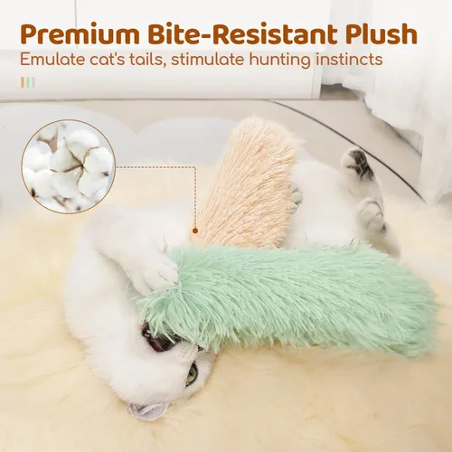Miniatura 5 de Potaroma Almohadas de juguetes para gatos, paquete de 3, sonido arrugado suave y duradero con hierba gatera en el interior, pateador interactivo