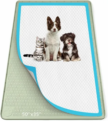 Miniatura 13 de Soporte para orina para perros, 51 x 25.6 pulgadas, de silicona, a prueba de fugas, borde alto, antiderrames, para cachorros, gatos, conejos