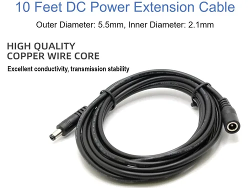 Miniatura 2 de [20AWG] 10ft DC Power Extension Cable Cord for 12V AC DC Power Supply Adapter, CCTV Security Camera, DVR, NVR, LED Light Strips, 12V Home Appliances