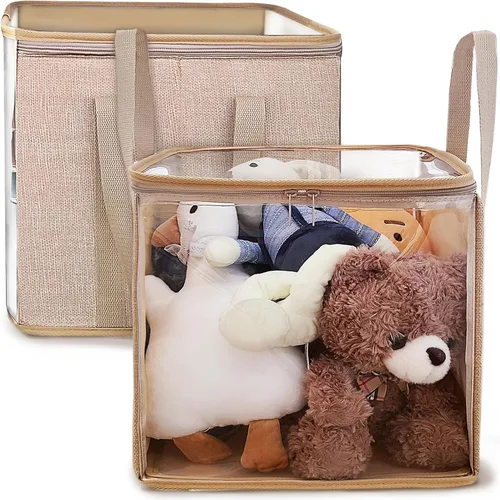 Miniatura 9 de holay Bolsas transparentes de almacenamiento de juguetes con asa, paquete de 4 contenedores organizadores de almacenamiento para juguetes de niños