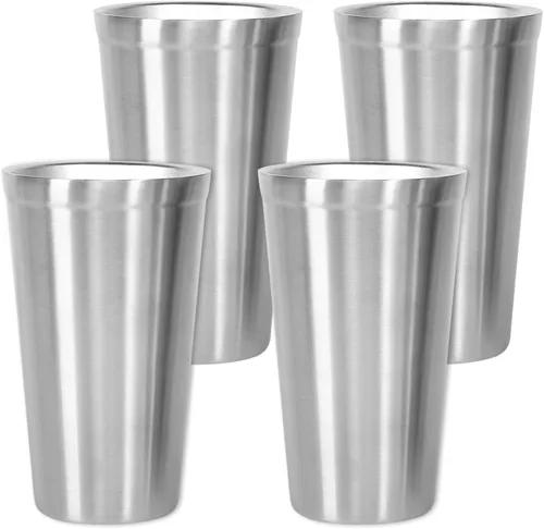 Miniatura 8 de Youda Vasos aislados de acero inoxidable de doble pared (juego de 2) apilables, taza de café/taza de té/vasos de cerveza enfriadores, ideales