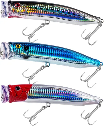Miniatura 10 de THKFISH Señuelos para pesca de agua salada de atún para pesca de surf, lubina con ojos 3D para atún GT peces grandes, 5.9 pulgadas, 1 unidad/3 1
