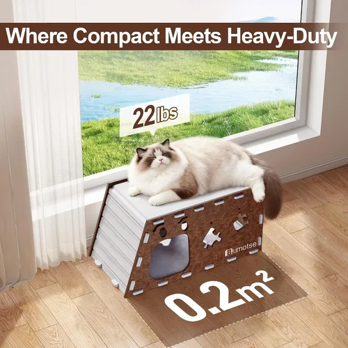 Miniatura 5 de Cueva de fieltro para gatos de interior, túnel modular escondite para gatos grandes de hasta 22 libras, acogedor condominio de fieltro lavable