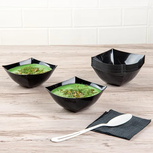 Miniatura 2 de Restaurantware Moderna - Cuencos de plástico de lujo de 8 onzas, 10 cuencos cuadrados desechables para ensalada, duraderos y resistentes