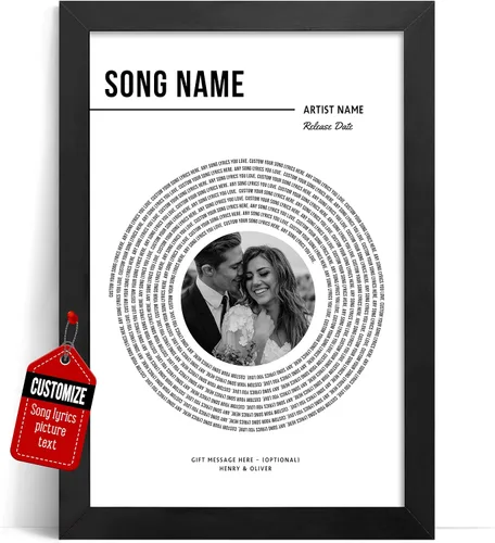 Miniatura 26 de VICILO Póster Enmarcado con Letras de Canción Personalizadas, Regalo para Padres, Acordes de Canción Perfectos, Pareja, 50° Aniversario de Boda