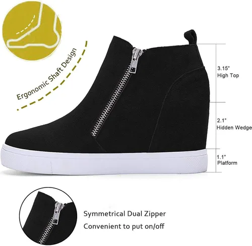 Miniatura 2 de Athlefit - Tenis con plataforma de cuña para mujer botines con tacón de cuña