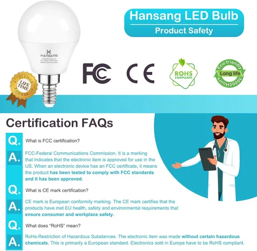 Miniatura 2 de Paquete de 6 unidades de bombillas led E12 candelabro, luz blanca diurna de 5000 K, bombillas led para ventilador de techo equivalentes a 60 vatios