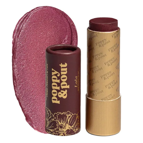 Miniatura 14 de Poppy & Pout Tinte labial natural, tubo de cartón, relleno a mano, cera de abejas, vitamina E, aceite de coco, libre de crueldad, tonos totalmente