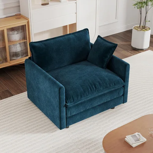 Miniatura 14 de mikibama Sofá de una plaza de 41.4 pulgadas, sillón cómodo tapizado profundo de chenilla con almohada decorativa para sala de estar, dormitorio