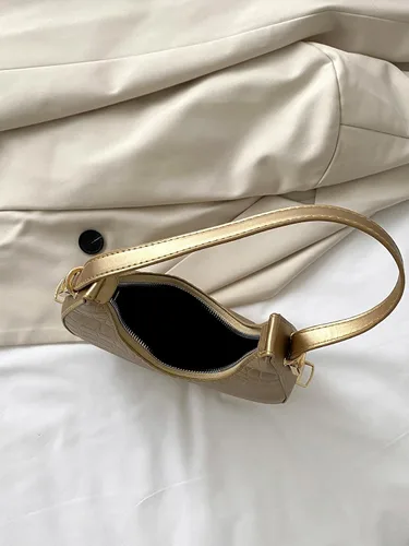 Miniatura 5 de Verdusa Bolso de mano metálico de piel sintética con asa superior para mujer