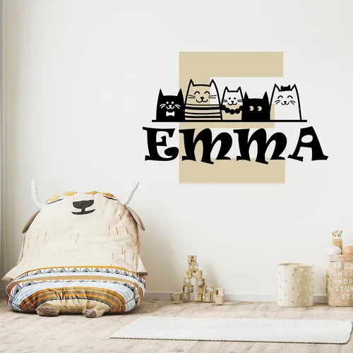 Miniatura 14 de Calcomanías de pared personalizadas con nombre de bebé en un bonito marco con ramas y hojas, calcomanías para paredes con nombre personalizado