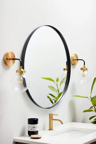 Miniatura 3 de Better Bevel - Espejo con marco de metal negro de 24 x 24 pulgadas, espejo redondo para pared de baño