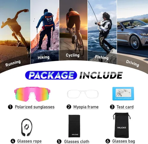 Miniatura 8 de Sports Polarized Sunglasses, UV 400 Protection Sun Glasses Women, Mens Glasses for Cycling Biking Running Rosa
