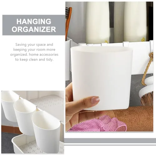 Miniatura 4 de Zerodeko Soporte para tazas colgantes, organizador de carrito rodante, accesorios de 4 piezas, cesta de almacenamiento, cubo colgante, contenedores