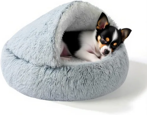 Miniatura 9 de YUDANSI Camas Calmantes para Gatos de Interior - Nido de Cueva con Capucha de Felpa Esponjosa, Antideslizante, Camas para Mascotas Autorregulables