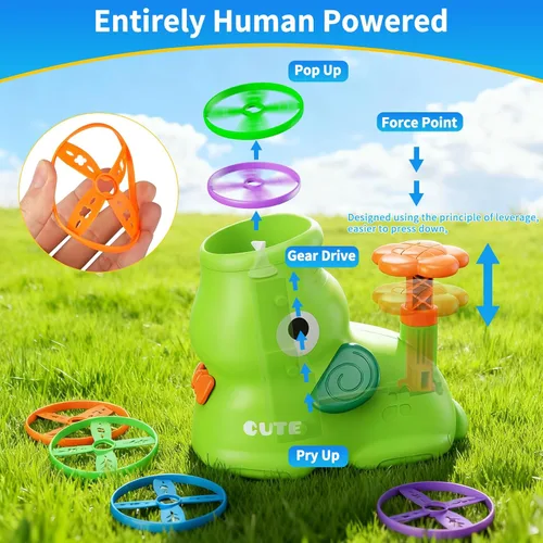 Miniatura 5 de CPSYUB Lanzador de disco volador para exteriores, juguetes de brinco para niños de 3, 4, 5, 6, 7, 8, 9, 10 años, juego de atrapar mariposas