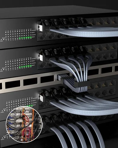 Miniatura 7 de BUSOHE Cable Ethernet Cat 8 de 50 pies, cable para conexión de red LAN, 26AWG de nailon trenzado de alta velocidad, cable plano aislado de 40 Gbps