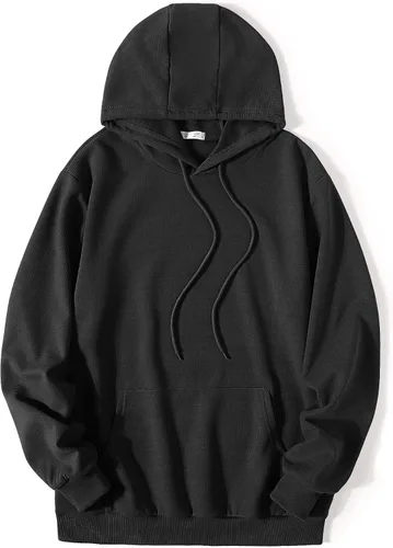Miniatura 7 de COOFANDY Sudadera con capucha para hombre, manga larga, casual, con bolsillo, de punto gofre