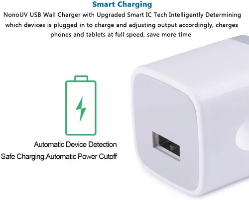Miniatura 2 de Bloque de carga para iPhone, caja de carga, cubo USB, paquete de 10 cargadores de pared de un solo puerto de 1A/5V, adaptador de enchufe USB, Blanco