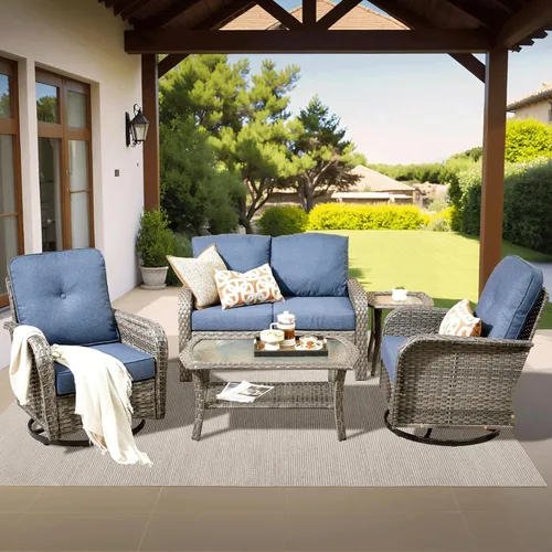 Miniatura 43 de ovios Juego de 2 piezas de muebles para patio, sillas de mimbre para exteriores de 2, sillas de ratán de respaldo alto para todo tipo de clima de 2