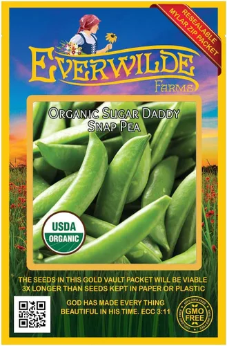 Miniatura 4 de Everwilde Farms - Semillas de guisantes Sugar Daddy orgánicas de 1 onza - Paquete Gold Vault