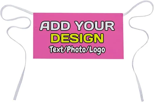 Miniatura 6 de Delantal de cintura personalizado con 3 bolsillos para añadir foto, texto, logotipo, nombre, camarera