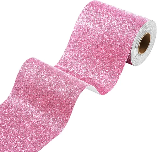 Miniatura 9 de Stickyart Papel tapiz con purpurina dorada, bordes de pared brillantes, despegar y pegar, para dormitorio, papel adhesivo extraíble con purpurina