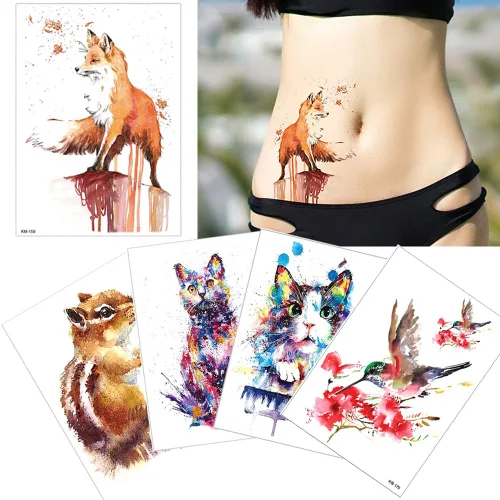 Miniatura 7 de Glarryears - Tatuajes temporales para adultos, paquete de 18 tatuajes falsos grandes, diseños de animales de larga duración: lobo, león, tigre, 3D