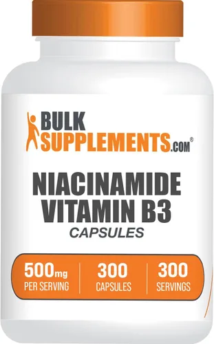 BulkSupplements. com Cápsulas de niacinamida - Suplemento de niacinamida, suplemento de vitamina B3, niacinamida 500 mg - Sin gluten, 1 cápsula por