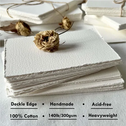 Miniatura 4 de Deckle Edge Papel de acuarela, 100% algodón, 140 libras, 300 GSM, 8 x 8 pulgadas, 30 hojas de papel mixto para técnica seca y húmeda, sin ácidos