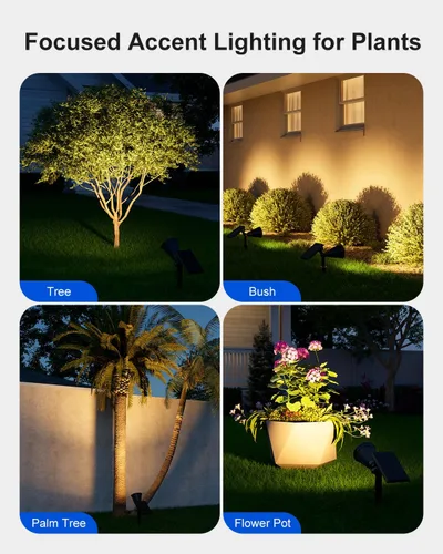 Miniatura 6 de FALOVE - Luces solares para exteriores, 2 en 1, luz de pared/suelo, luz solar para poste de bandera ajustable, luz de paisaje, iluminación de Cálido