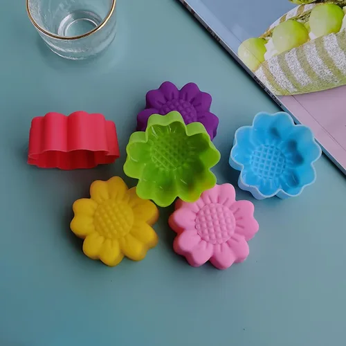 Miniatura 8 de Moldes de silicona para hornear, paquete de 6, con forma de flor, antiadherentes, fáciles de limpiar