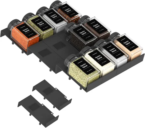 Miniatura 12 de Famhap Organizador de cajones de especias, paquete de 6 organizadores de condimentos ampliables de 11.6 a 23.2 pulgadas, bandeja de condimentos