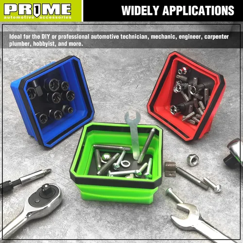 Miniatura 9 de PR1ME Juego de Bandejas Magnéticas Plegables para Piezas, Bandeja Magnética Plegable, 3 Piezas de Cuencos Cuadrados de Silicona de 4.25 Pulgadas