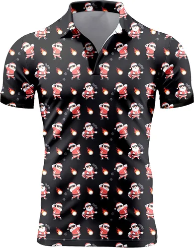 Miniatura 76 de Camisa de golf de los años 80 para hombre, ajuste seco, manga corta, estampada, divertidas, camisas de golf de los años 90 para hombre