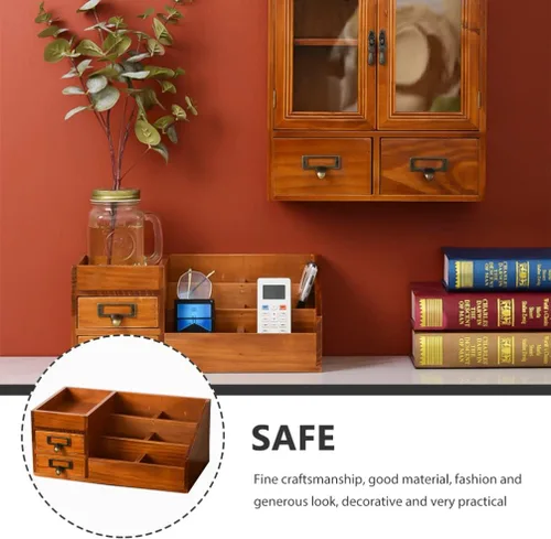 Miniatura 8 de Zerodeko Organizador de maquillaje para tocador, organizador de mesa de madera, soporte de almacenamiento de artículos diversos