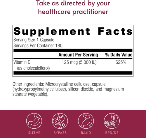 Miniatura 4 de Bariatric Advantage Vitamina D3 5,000 UI - Cápsulas de vitamina D bariátrica - Miscible en agua - Soporte de fuerza ósea* - Cápsula fácil de tragar