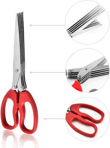 Miniatura 3 de MagiDeal Shredder Tijeras multipropósito multihoja tijeras de corte con acero inoxidable 5 cuchillas (rojo)