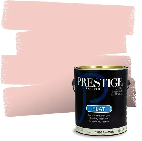 Miniatura 108 de Prestige Paints E100-T-SW6591 Pintura exterior e imprimación en uno, 1 galón, plano, combinación comparable de Sherwin Williams Amaryllis, 1 galón