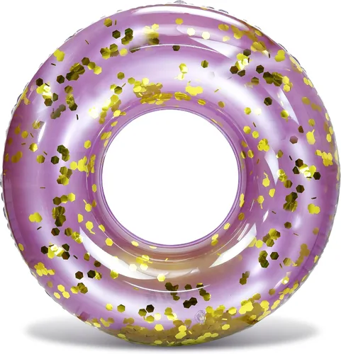 POZA Flotador de Tubo Inflable para Piscina – Anillo de natación de confeti brillante, Tubo Inflable de Servicio Pesado Resistente a los Rayos UV