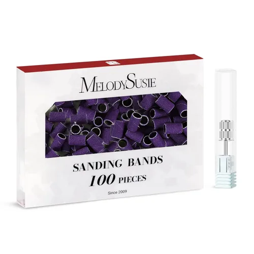 Miniatura 57 de MelodySusie - 100 bandas de lijado para brocas de uñas para lima eléctrica, de grano #80 grueso para limar uñas acrílicas, manicura y pedicura