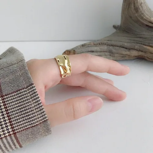 Miniatura 34 de Anillo de plata de ley 925, minimalista, ajustable, hecho a mano, para mujeres y niñas