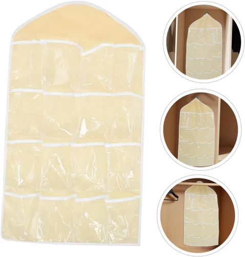 Miniatura 8 de UPKOCH Organizador de bolsa de almacenamiento colgante para puerta, organizador de bolsillo de pared beige para ropa interior, calcetines, joyas