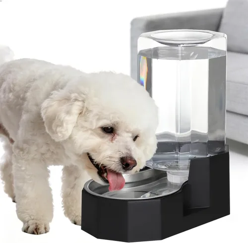 Miniatura 19 de Sfozstra Dispensador Automático de Agua para Mascotas: Cuenco de Agua de Acero Inoxidable Blanco por Gravedad de 8L - con Cepillo Especializado